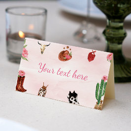 ウェスタンファースト女性のカーボーイ誕生日座席表 プレイスカード