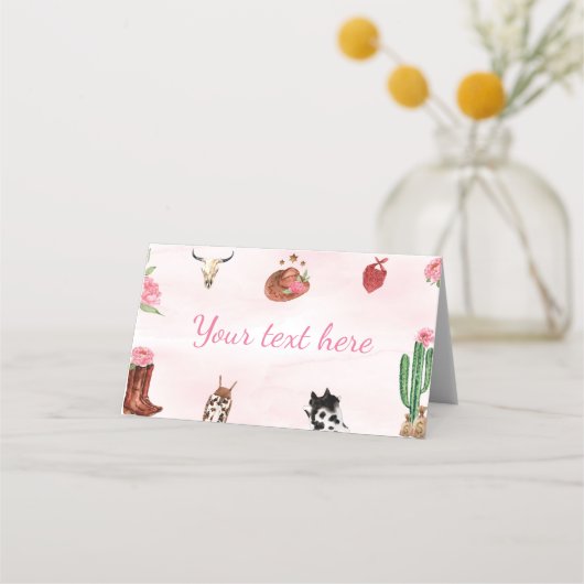 ウェスタンファースト女性のカーボーイ誕生日座席表 プレイスカード (裏面)