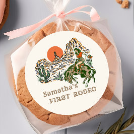 ウェスタンファースト女性のカーボーイ1stバースデーステッカー ラウンドシール