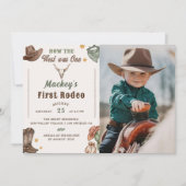 ウェスタンファースト素朴ロデオ誕生日パーティー写真 招待状 (正面)
