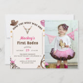 ウェスタンファースト誕生日ロデオ素朴カウボーイフォト 招待状 (正面)