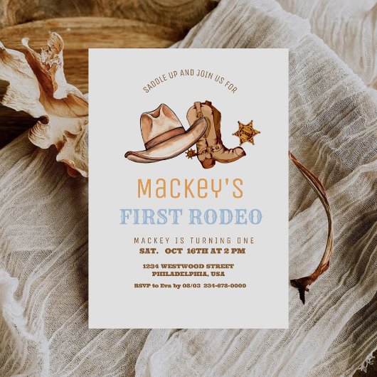 ウェスタンファースト・ロデオ誕生日パーティーボーイ 招待状