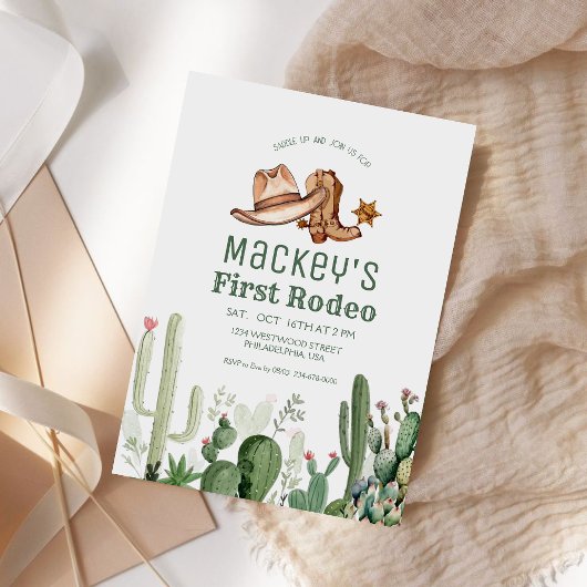 ウェスタンファースト・ロデオ・カウボーイ誕生日パーティー 招待状