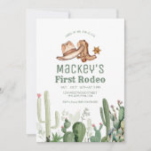ウェスタンファースト・ロデオ・カウボーイ誕生日パーティー 招待状 (正面)