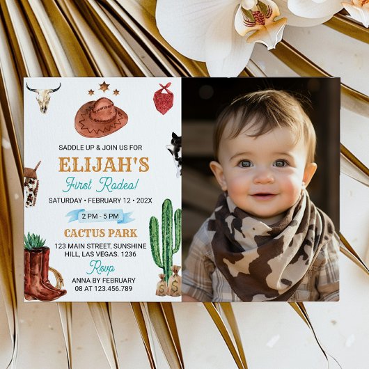 ウェスタンファースト・ロデオ・カウボーイ1st誕生日招待状 招待状