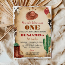 ウェスタンファースト・ロデオ・カウボーイ1st誕生日招待状