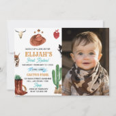 ウェスタンファースト・ロデオ・カウボーイ1st誕生日招待状 招待状 (正面)