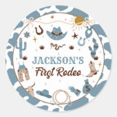 ウェスタンファースト・ロデオ・ボーイ1stバースデーブルー ラウンドシール (正面)