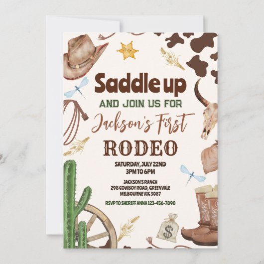 ウェスタンファースト・ロデオ・ワイルドウェスト・カウボーイ・バーデイ 招待状 (正面)