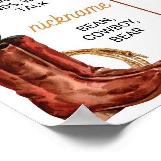 ウェスタンファーストRodeoカウボーイ誕生日マイルストーンサイン ポスター (角)