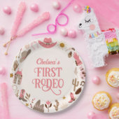 ウェスタンファーストRodeoワイルドウェストカウボーイピンク誕生日 ペーパープレート (パーティー)