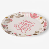 ウェスタンファーストRodeoワイルドウェストカウボーイピンク誕生日 ペーパープレート (アングル)