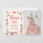 ウェスタンファーストRodeoワイルドウェストカウボーイピンク誕生日 招待状 (正面)