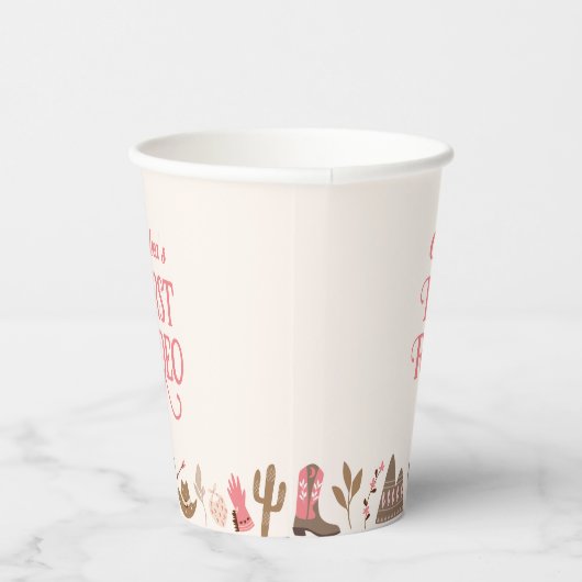 ウェスタンファーストRodeoワイルドウェストカウボーイピンク誕生日 紙コップ (右)