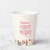 ウェスタンファーストRodeoワイルドウェストカウボーイピンク誕生日 紙コップ (正面)