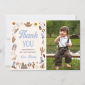 ウェスタンファーストRodeoワイルドウェストカウボーイブルー誕生日 サンキューカード (正面)