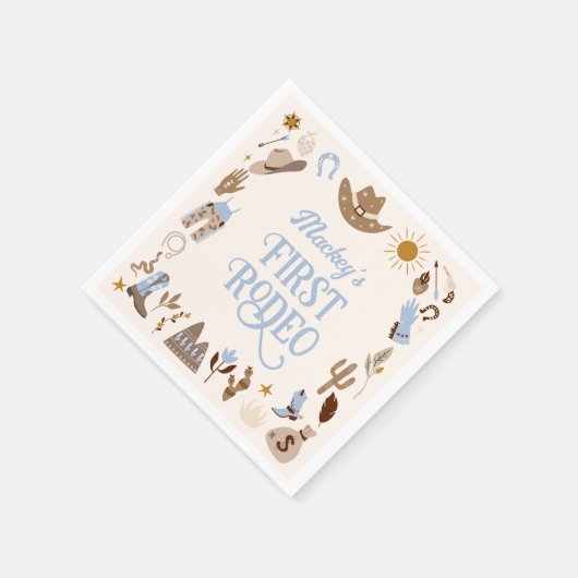 ウェスタンファーストRodeoワイルドウェストカウボーイブルー誕生日 スタンダードカクテルナプキン (角)