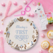 ウェスタンファーストRodeoワイルドウェストカウボーイブルー誕生日 ペーパープレート (パーティー)