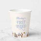ウェスタンファーストRodeoワイルドウェストカウボーイブルー誕生日 紙コップ (正面)