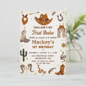 ウェスタンファーストRodeoワイルドウェストカウボーイ誕生日 招待状 (スタンド正面)