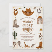 ウェスタンファーストRodeoワイルドウェストカウボーイ誕生日 招待状 (正面)