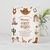 ウェスタンファーストRodeoワイルドウェストカウボーイ誕生日 招待状 (スタンド正面)