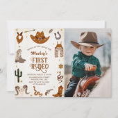 ウェスタンファーストRodeoワイルドウェストカウボーイ誕生日 招待状 (正面)