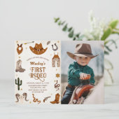 ウェスタンファーストRodeoワイルドウェストカウボーイ誕生日 招待状 (スタンド正面)