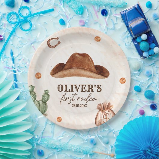 ウェスタンファーストRodeoワイルドウェストカウボーイ1st誕生日 ペーパープレート (パーティー)