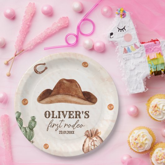 ウェスタンファーストRodeoワイルドウェストカウボーイ1st誕生日 ペーパープレート (パーティー)