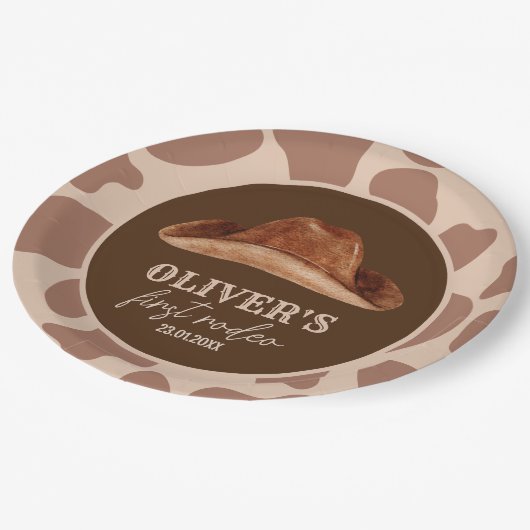 ウェスタンファーストRodeoワイルドウェストカウボーイ1st誕生日 ペーパープレート (アングル)