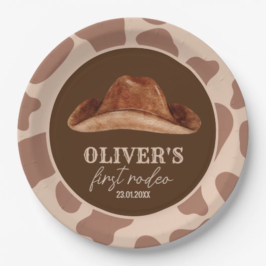 ウェスタンファーストRodeoワイルドウェストカウボーイ1st誕生日 ペーパープレート (正面)