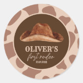 ウェスタンファーストRodeoワイルドウェストカウボーイ1st誕生日 ラウンドシール (正面)