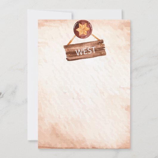 ウェスタンファーストRodeoワイルドウェストカウボーイ1st誕生日 招待状 (裏面)