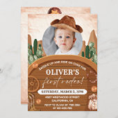 ウェスタンファーストRodeoワイルドウェストカウボーイ1st誕生日 招待状 (正面/裏面)