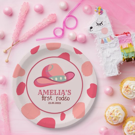ウェスタンファーストRodeoワイルドウェスト女性のカーボーイ1st誕生日 ペーパープレート (パーティー)