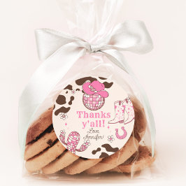 ウェスタンファーストRodeo女の子ピンク感謝していイオール誕生日 ラウンドシール