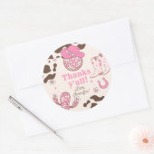 ウェスタンファーストRodeo女の子ピンク感謝していイオール誕生日 ラウンドシール (封筒)