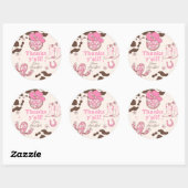 ウェスタンファーストRodeo女の子ピンク感謝していイオール誕生日 ラウンドシール (シート)