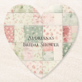 ウェスタンファーム ミントピンク フラワー キルト パターン ペーパーコースター (正面)