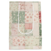 ウェスタンファーム ミントピンク フラワー キルト パターン ミディアムペーパーバッグ (裏面)