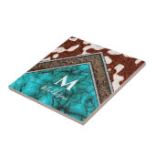 ウェスタンフェイクレザーターコイズミックスモノグラム タイル (側面)