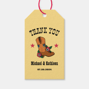 ウェスタンフローラカウボーイブーツ素朴カントリーウェディング ギフトタグ