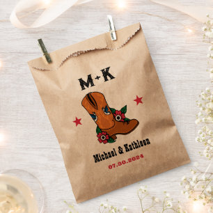 ウェスタンフローラカウボーイブートボホカントリーウェディング フェイバーバッグ