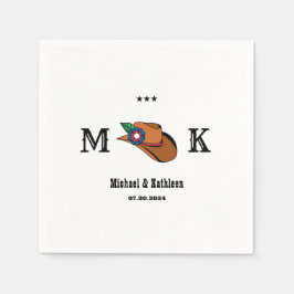 ウェスタンフローラカウボーイ素朴ハットカントリー結婚式 スタンダードカクテルナプキン