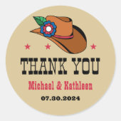 ウェスタンフローラカウボーイ素朴ハットカントリー結婚式 ラウンドシール (正面)