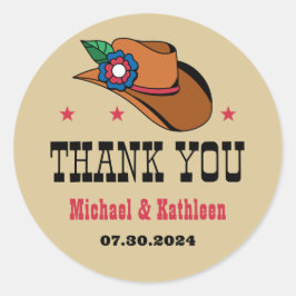ウェスタンフローラカウボーイ素朴ハットカントリー結婚式 ラウンドシール