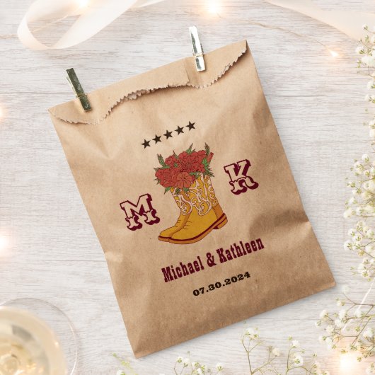 ウェスタンフローラカウボーブーブートモノグラム素朴結婚ズ フェイバーバッグ (クリップ留めされた状態)