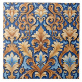 ウェスタンフローラダマスクとレザーフェイクズ タイル (正面)