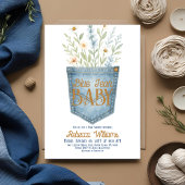 ウェスタンフローラデニムボーイブルージャンベビーシャワー 招待状